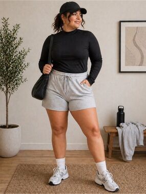 Old Navy Cozecore Plus Size Mock Neck Long Sleeve Black top | Fitted Minimalist